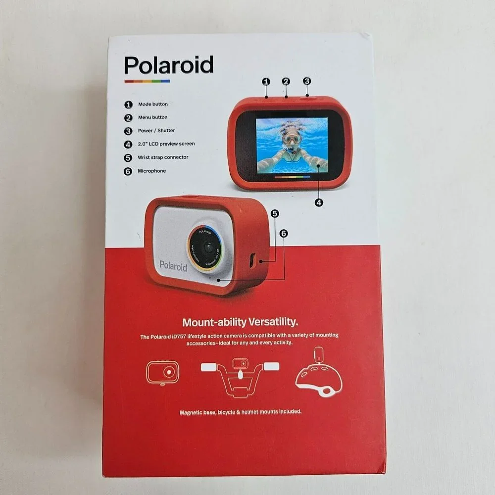 Polaroid iD757 Digital Action Camara HD Video Recording Red Rubber Silicon Case